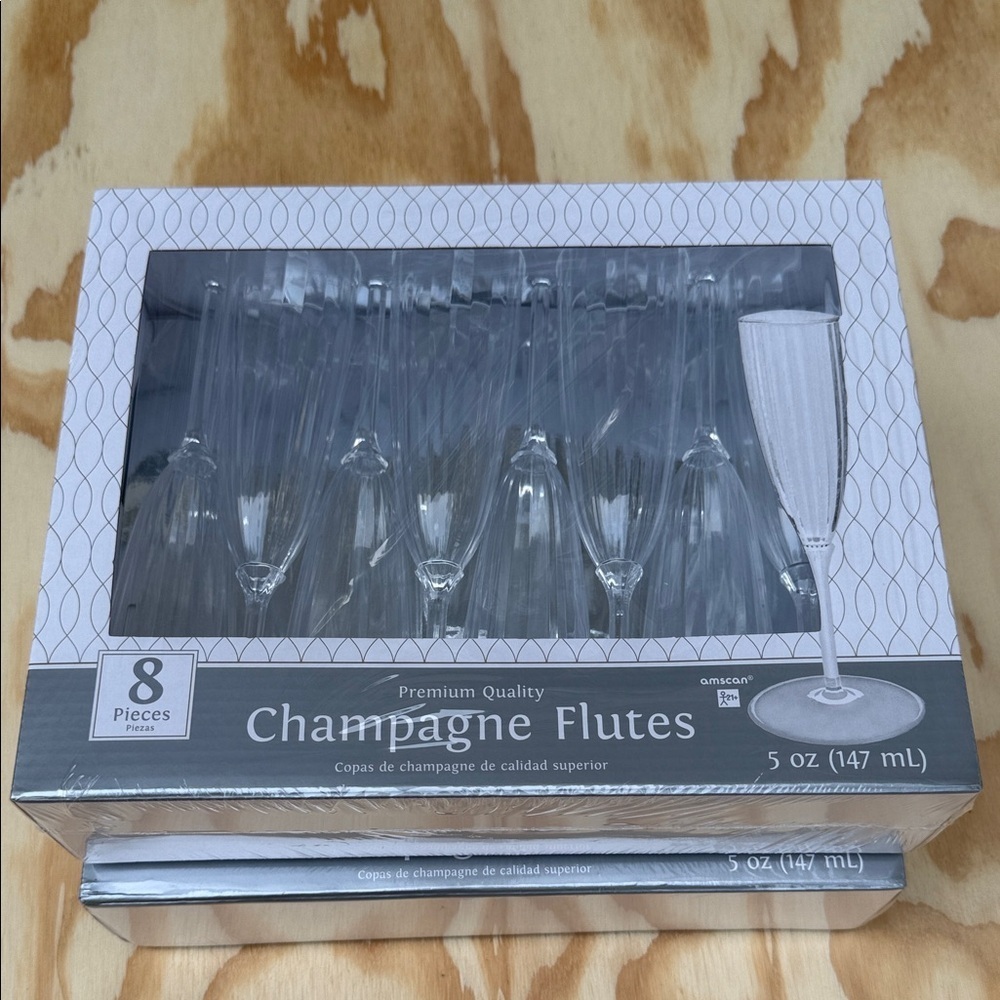 Clear Plastic Champagne Flutes – 5oz Clear Disposable Champagne Flutes 16pieces - Picture 2 of 4